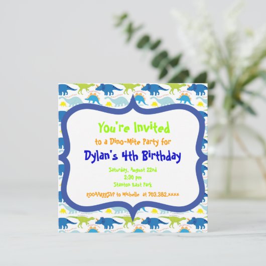 Invitation Cute Dinosaur Anniversaire Modèles d'invitation (Debout devant)