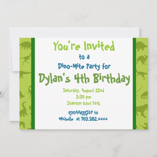 Invitation Cute Dinosaur Anniversaire Modèles d'invitation (Devant)