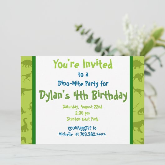 Invitation Cute Dinosaur Anniversaire Modèles d'invitation (Debout devant)