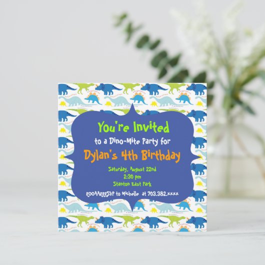 Invitation Cute Dinosaur Anniversaire Modèles d'invitation (Debout devant)