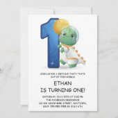 Invitation Cute Dinosaur Astronaut 1er anniversaire (Devant)