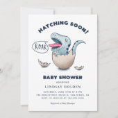 Invitation Cute Dinosaur Baby shower garçon éclosion bientôt (Devant)