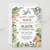 Invitation Cute Dinosaur Boy Anniversaire Jurassic Dino Party (Devant)