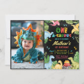 Invitation Cute Dinosaur Boy One-A-Saurus 1er Anniversaire Ph (Devant)