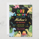 Invitation Cute Dinosaur Boy One-A-Saurus 1st Birthday (Devant)