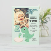 Invitation Cute Dinosaur Boys 2ème anniversaire Photo (Debout devant)