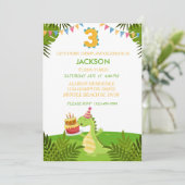 Invitation Cute Dinosaur Boys Troisième fête d'anniversaire (Debout devant)