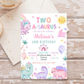 Invitation Cute Dinosaur Deux-A-Saurus 2e fête d'anniversaire