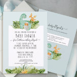 Invitation Cute Dinosaur Dino Maman Foliage Bébé Garçon Douch<br><div class="desc">"Cute Dinosaur Dino Mommy Foliage Baby Boy Shower Invitation avec option virtuelle (ou effacer ou modifier ces champs si nécessaire)." Vous pouvez utiliser cette invitation pour tout événement que vous souhaitez. Toutes les zones de texte sont des champs modèles. Ce design présente des dinosaures mûrs et câlins maman et bébé...</div>