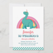 Invitation Cute Dinosaur et Rainbow Kids Dino Anniversaire (Devant)