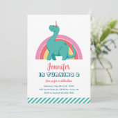 Invitation Cute Dinosaur et Rainbow Kids Dino Anniversaire (Debout devant)