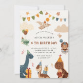 Invitation Cute Dinosaur Fête Animaux Anniversaire de enfant (Devant)