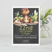Invitation Cute Dinosaur fête d'anniversaire Personnalisée (Debout devant)