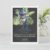 Invitation Cute Dinosaur fête d'anniversaire Personnalisée (Debout devant)