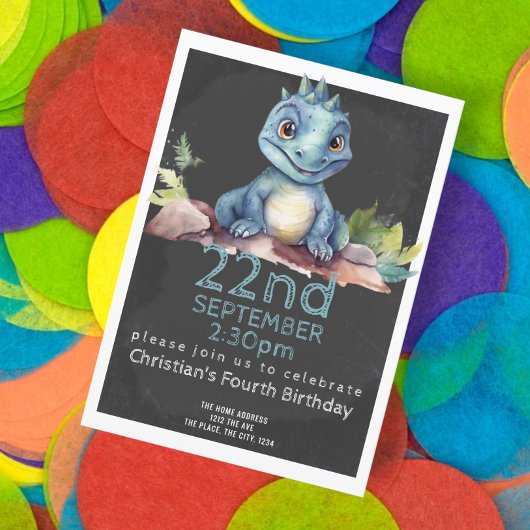 Invitation Cute Dinosaur fête d'anniversaire Personnalisée