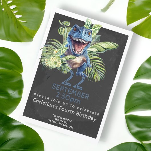 Invitation Cute Dinosaur fête d'anniversaire Personnalisée
