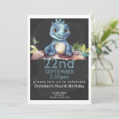 Invitation Cute Dinosaur fête d'anniversaire Personnalisée (Debout devant)
