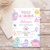 Invitation Cute Dinosaur Four-A-Saurus 4e fête d'anniversaire