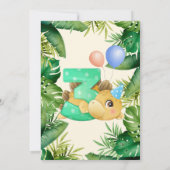 Invitation Cute Dinosaur Green Feuilles 3ème anniversaire (Dos)