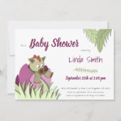 Invitation Cute Dinosaur Hatching Baby shower fille rose (Devant)