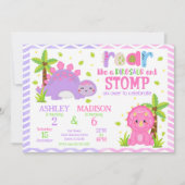 Invitation Cute Dinosaur Joint Birthday  (Devant)