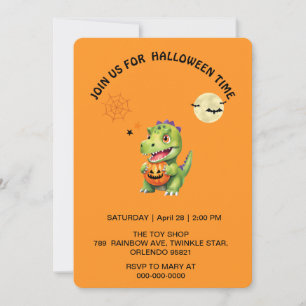 Invitation Cute Dinosaur jouer tour citrouille pour traiter h