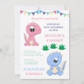 Invitation Cute Dinosaur Jour d'anniversaire conjoint garçon  (Devant)
