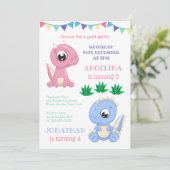 Invitation Cute Dinosaur Jour d'anniversaire conjoint garçon  (Debout devant)