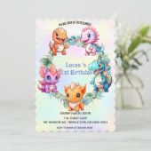 Invitation Cute dinosaur jungle anniversaire de enfant de l'é (Debout devant)