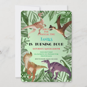 Invitation Cute dinosaur jungle anniversaire de enfant de l'é