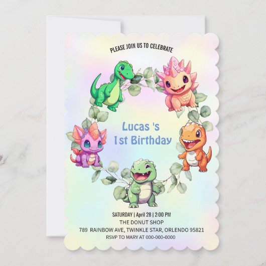 Invitation Cute dinosaur jungle anniversaire de enfant de l'é (Devant)