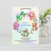 Invitation Cute dinosaur jungle anniversaire de enfant de l'é (Debout devant)