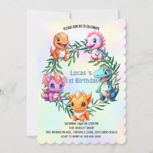 Invitation Cute dinosaur jungle anniversaire de enfant de l'é