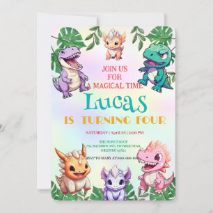 Invitation Cute dinosaur jungle École anniversaire de enfant 