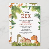 Invitation Cute Dinosaur Jurassic Two Rex 2e fête d'anniversa (Devant / Derrière)
