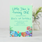 Invitation Cute Dinosaur Little Dino fête son anniversaire (Debout devant)