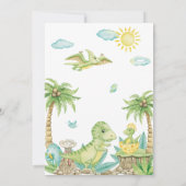 Invitation Cute Dinosaur Oeuf Aquarelle Baby shower garçon (Dos)