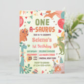 Invitation Cute Dinosaur One-A-Saurus 1er anniversaire (Debout devant)