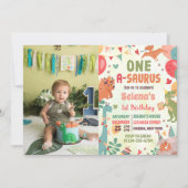 Invitation Cute Dinosaur One-A-Saurus 1er Anniversaire Photo (Devant)