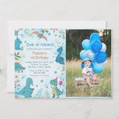 Invitation Cute Dinosaur One-A-Saurus 1er Anniversaire Photo (Devant)