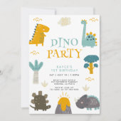 Invitation Cute Dinosaur Premier anniversaire (Devant)