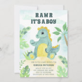 Invitation Cute Dinosaur Rawr C'est un Baby shower garçon (Devant)