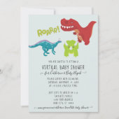 Invitation Cute Dinosaur ROAR Garçon bébé Douche virtuelle (Devant)