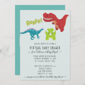 Invitation Cute Dinosaur ROAR Garçon bébé Douche virtuelle (Devant / Derrière)