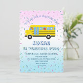 Invitation Cute dinosaur School Bus fête d'anniversaire do-it (Debout devant)