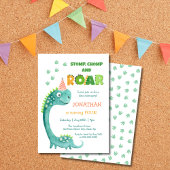 Invitation Cute Dinosaur Stomp Chomp Roar Birthday