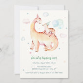 Invitation Cute Dinosaur Thème 1er Anniversaire (Devant)