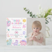 Invitation Cute Dinosaur Trois-A-Saurus 3ème anniversaire Pho (Debout devant)