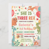Invitation Cute Dinosaur Trois Rex 3e fête d'anniversaire (Devant)