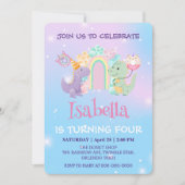 Invitation Cute Dinosaur Unicorn Rainbow ballon Anniversaire (Devant)